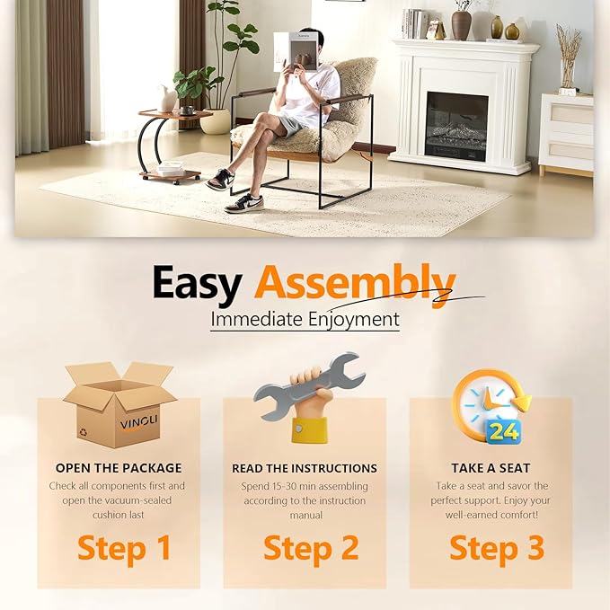 VINGLI 28" Wide Plush Upholstery Sling Modern Accent Chairs Set of 2, Cute - Image 9