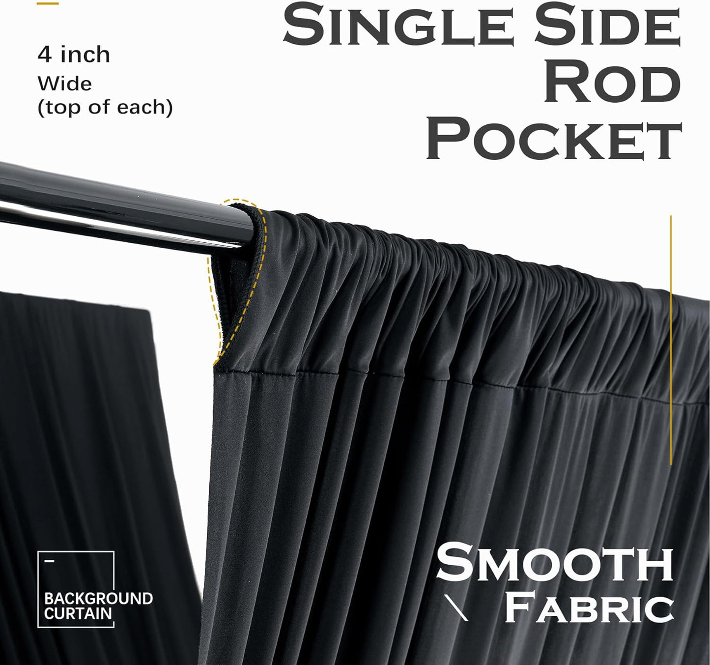 PartyVillage 12 Panels 5ftx30ft Black Ceiling Drapes for Halloween Parties â 30 FT Extra Long Thick Polyester Wrinkle-Free Drapery Tent Decor Decorations for Birthday Party Ceremony Stage Swag