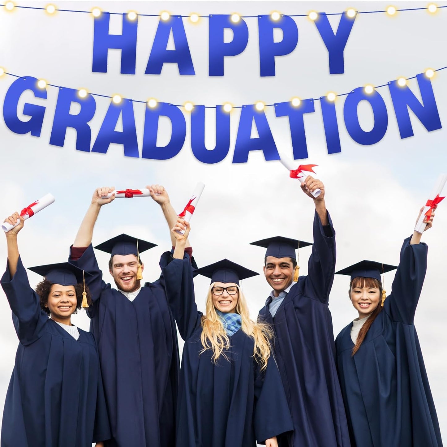 TaoBary 112 Pcs DIY Letter Custom Banner Glitter Customizable Banner Kit Including 107 Letters and Numbers 3 Rope for Valentine Birthday Party(Bright Blue)