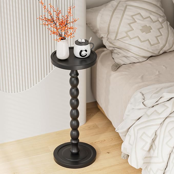 Rubber Wood Small Side Table, Solid Wood Round End Tables - Image 8