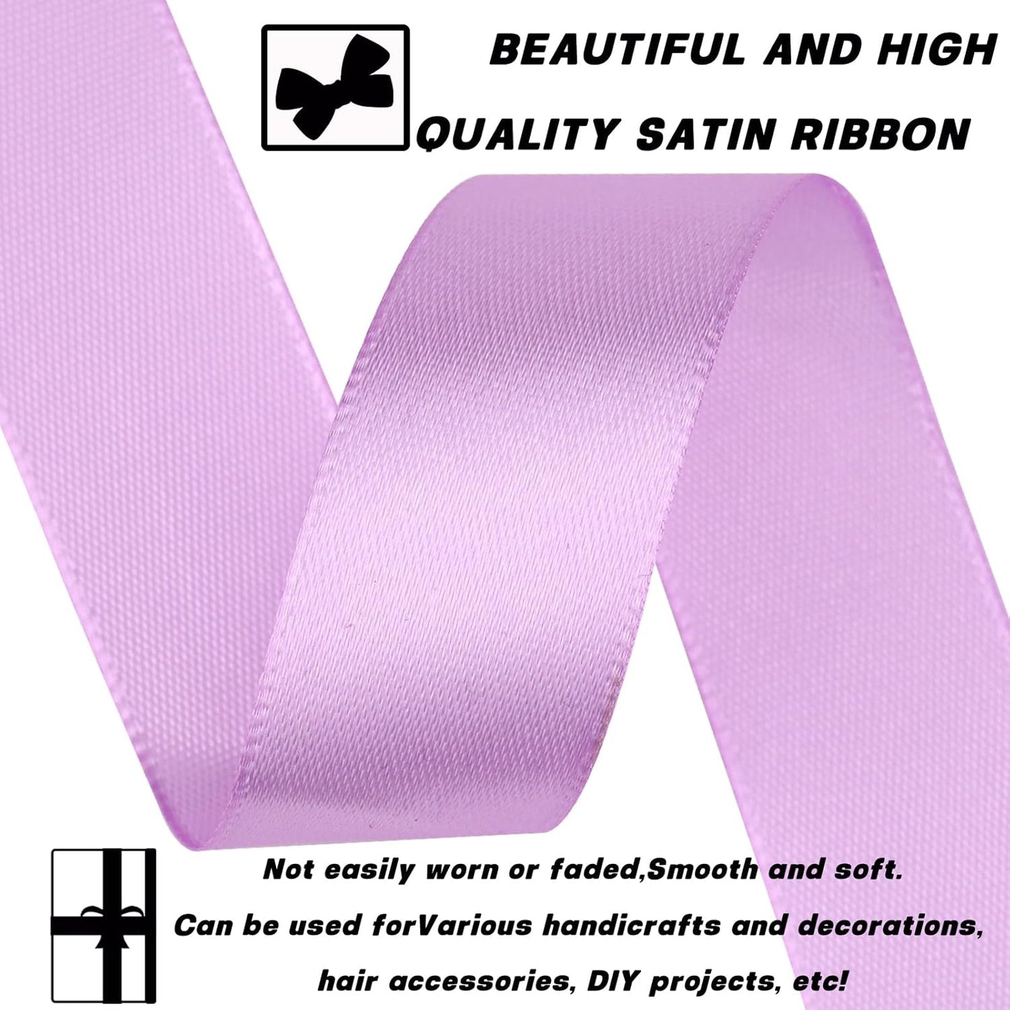 Lilac Purple 7/8 Inch 60 Yards Satin Craft Ribbon - Single Face Polyester for Gift Wrapping, Wedding & Party Decoration