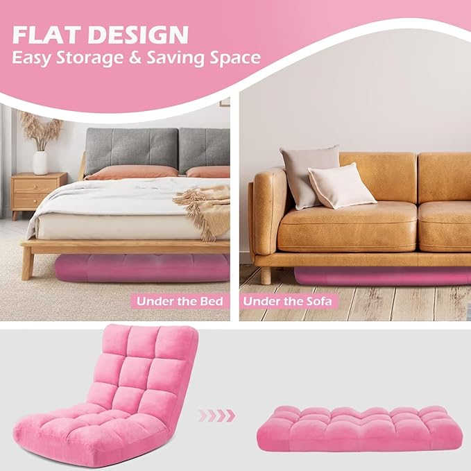 Folding Floor Gaming Chair 14-Poistion Cushioned Adjustable Floor Lazy Sofa - Image 7