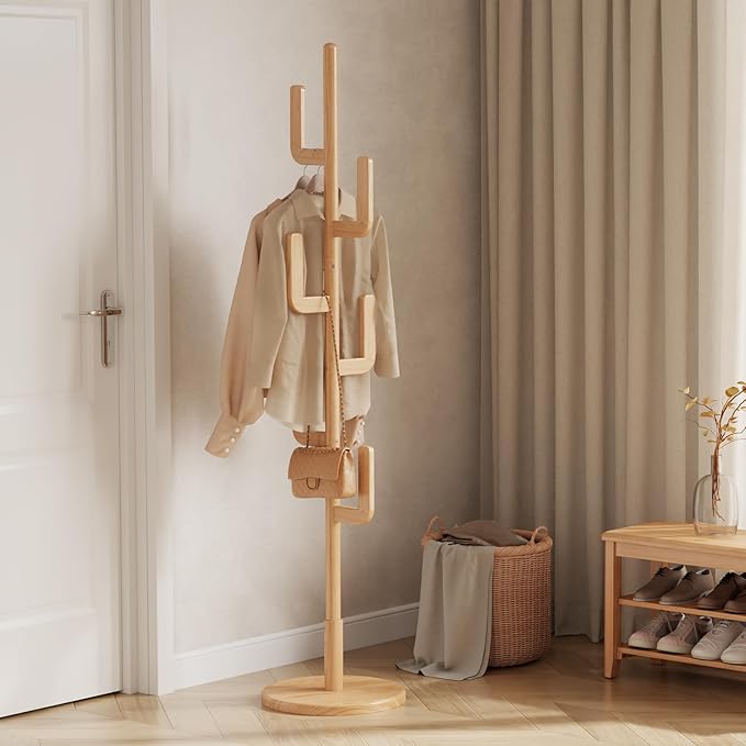 Muwuele Solid Wood Cactus Coat Rack, Freestanding Coat Rack - Image 9