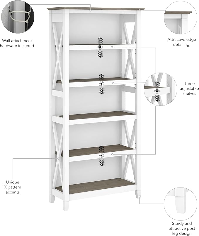 Bush Home Tall 5 Shelf Bookcase - Image 7