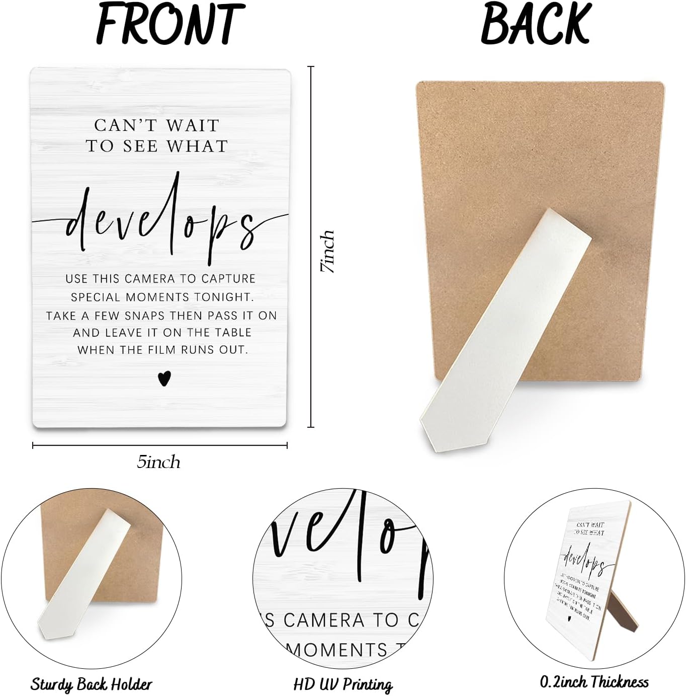 Can't Wait To See What Develops Wooden Stand 5x7inch, Wedding Camera Sign, Guest Photo Sign, Wedding Decor