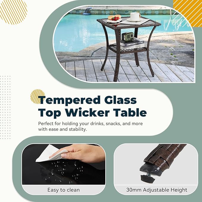6 Pieces Wicker Patio Furniture Sets, Patio Conversation Set PE Rattan - Image 6