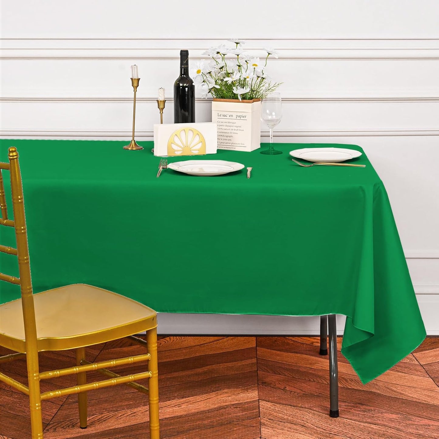 6 Pack Green Tablecloths for 6ft Rectangle Tables 60 x 102 Inch - Polyester Table Cover Stain and Wrinkle Resistant Washable Fabric Table Clothes for Wedding Party Banquet Reception Restaurant