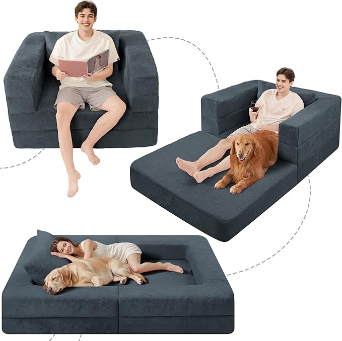 Futon Sofa Bed with Pillow, 3-in-1 Sleeper Sofa Bed with Removable Cover - Image 9