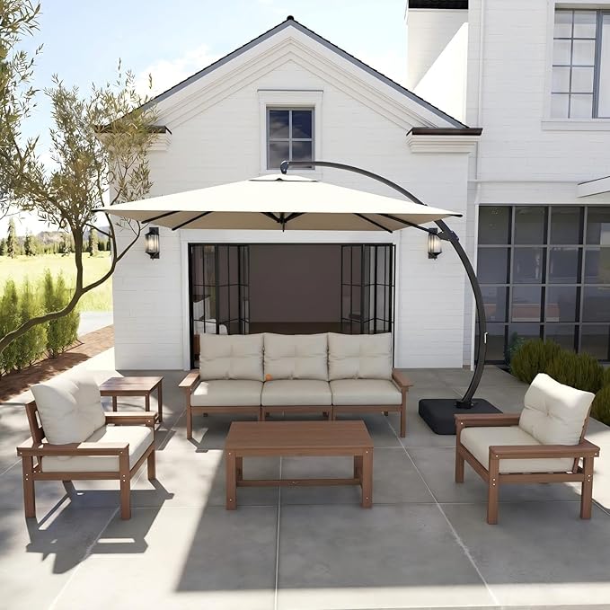 HDPE 10 Piece Outdoor Patio Furniture Set, All-Weather Outdoor Couch Set - Image 9