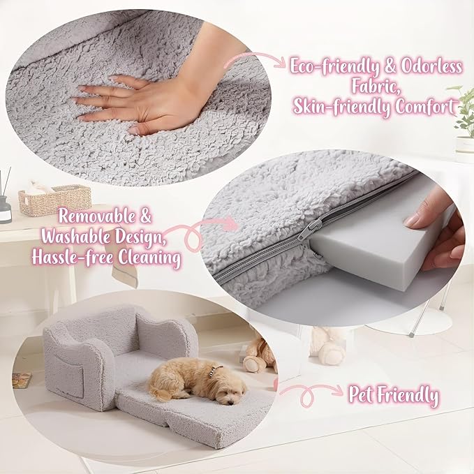 MOMCAYWEX Kids Sofa, 2-in-1 Flip-Out Foam Couch - Image 7