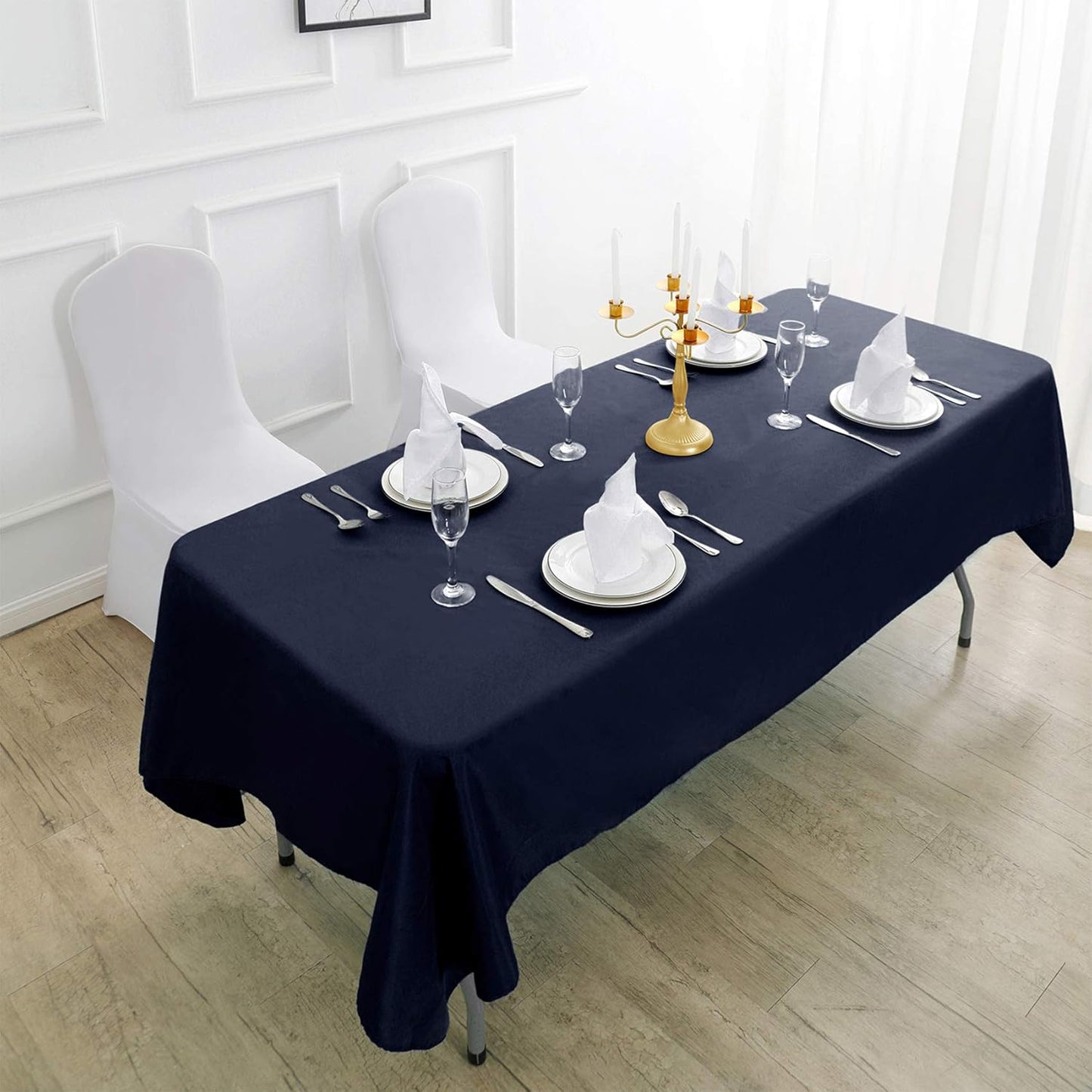 Rectangle Tablecloth 60x120 inch Washable Polyester Fabric Table Cloth for Wedding Party Dining Banquet Decoration(60x120, Navy)
