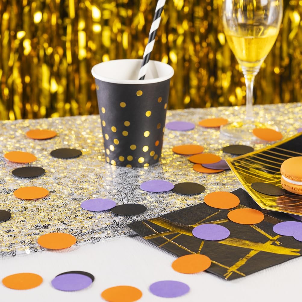 Purple Black Orange Confetti Table Decoration for Halloween Birthday Party,1.2 inch in Diameter,200 Counts