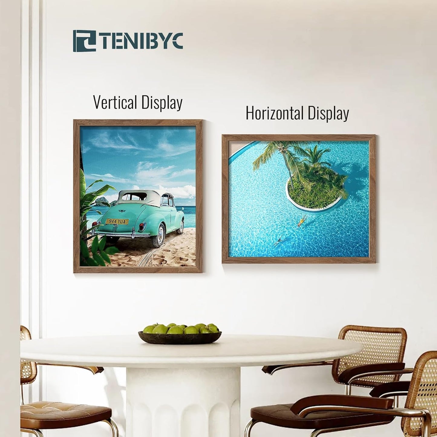 20x24 Picture Frame 4 Pack, Brown Walnut Wood Poster Frame, Horizontal and Vertical Display, Wall Hanging