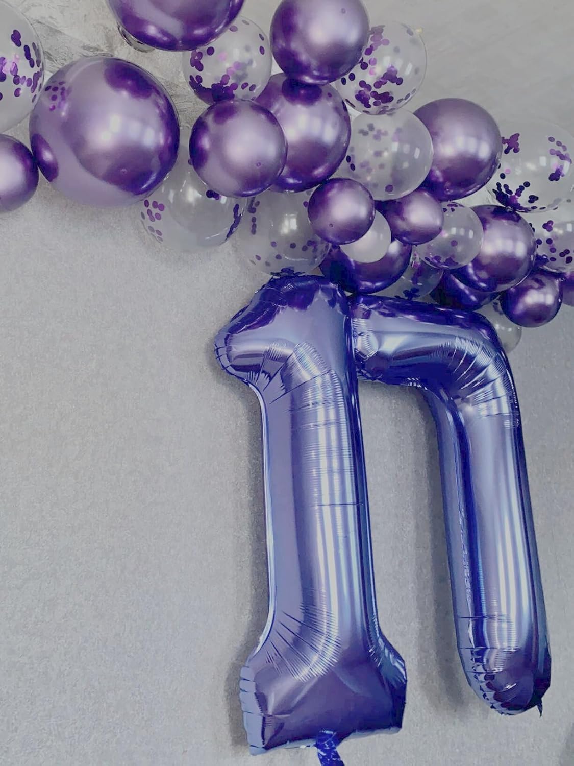 Digital Number 7 Lavender Birthday Balloon 40 Inch, Foil Balloons for 7 17 27 70 77 Party Decorations Supplies, Lilac Mylar Numbers Balloon for Seven Wedding Anniversary
