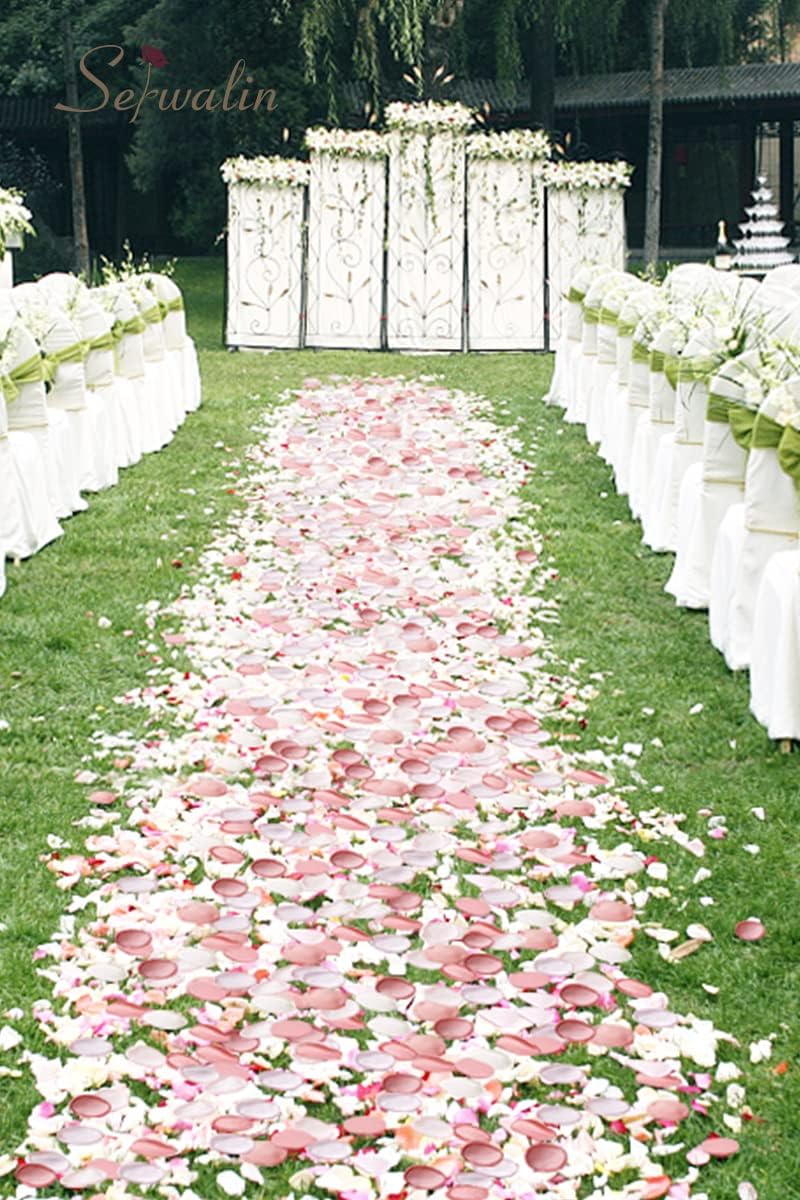Serwalin 300Pcs Silk Rose Petals Flower Petals for Weddings Blush Pink Petals Fake Petals for Proposal Aisle Flower Girl Basket Bridal Shower Table Decor (3 Color Mixes)