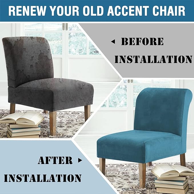 H.VERSAILTEX Armless Accent Chair Covers Thick Velvet Armless Chair Slipcovers - Image 8
