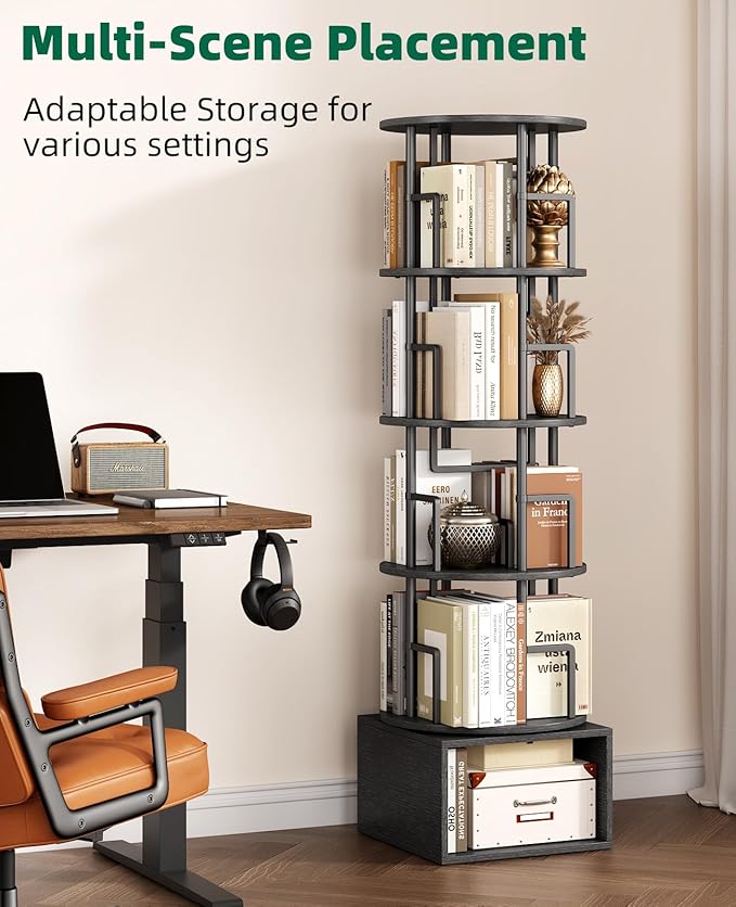 Kalrin 5 Tier Rotating Bookshelf - Image 8