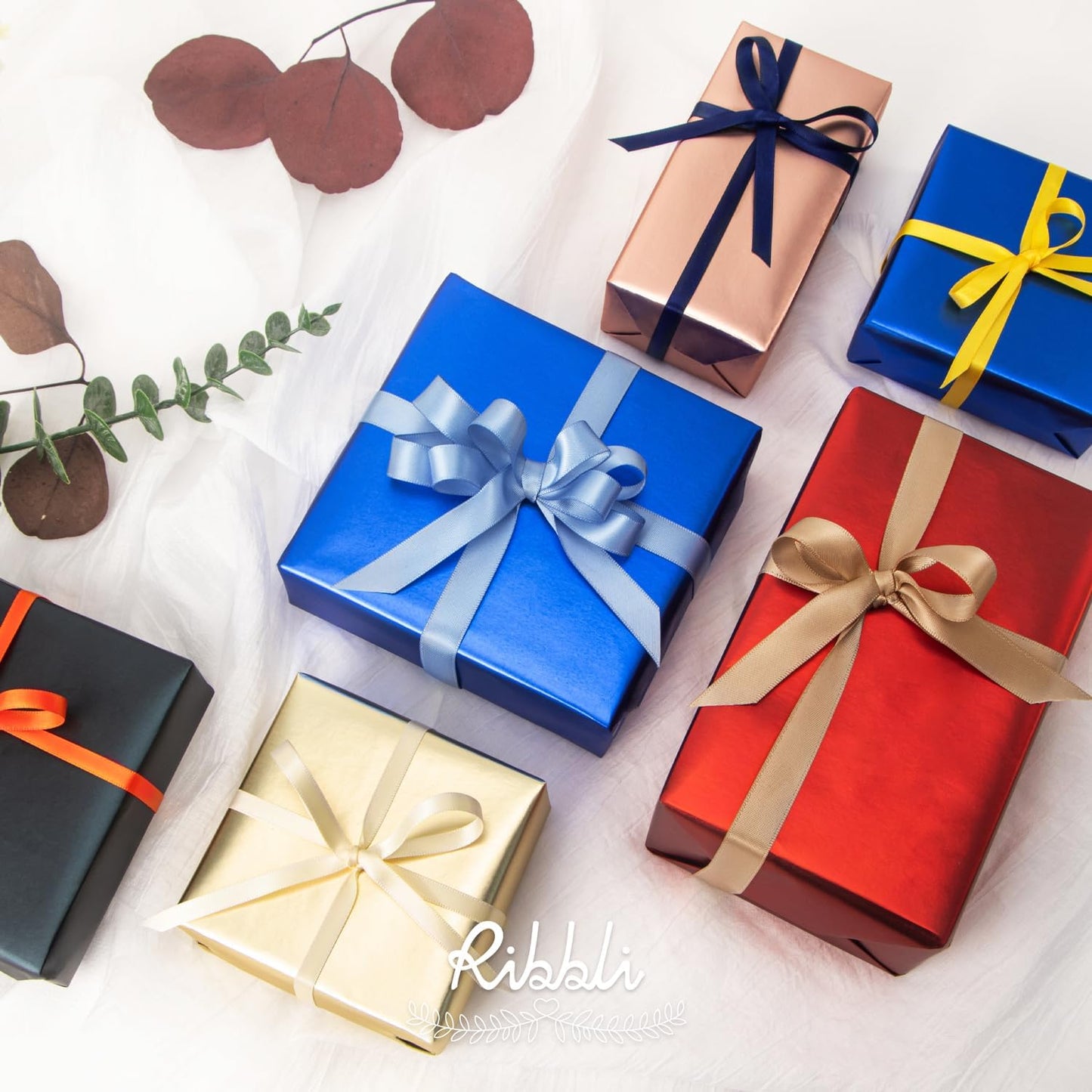 Ribbli Dusty Blue Satin Ribbon,Double Faced Satin 1/4 inch x Continuous 25 Yards,Use for Bows Bouquet,Gift Wrapping,Wedding Decoration,Floral Arrangement