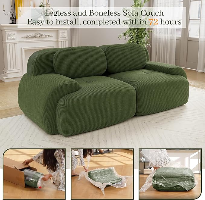 Boneless Sectional Couch, No Assembly Required, 81.8” Modular Cloud Sofa - Image 9