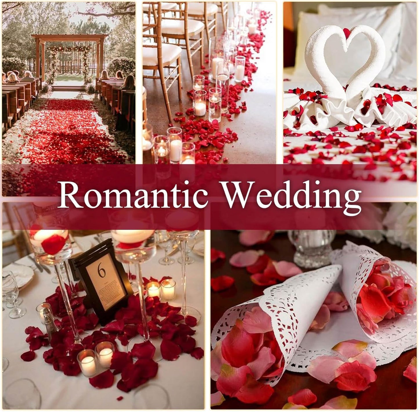 200Pcs Dried Real Red Rose Petals, Preserved Flower Petals 1.75oz for Gifts Wedding Party Decor, Dinner Table Centerpieces, Bridal Shower, Confetti