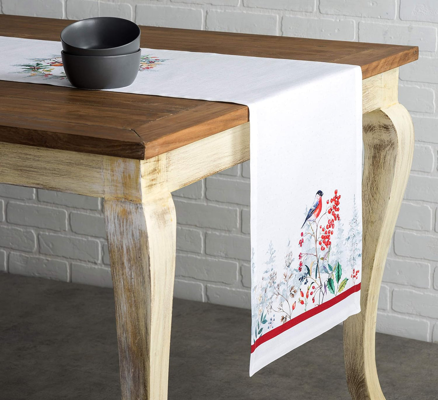 Maison d' Hermine Table Runner 100% Cotton Single Layer Table Runners 90 inches Long Decorative for Home Kitchen Dining Party Baby Shower Wedding Bridal Shower (Morzine, 14.50" x 90")