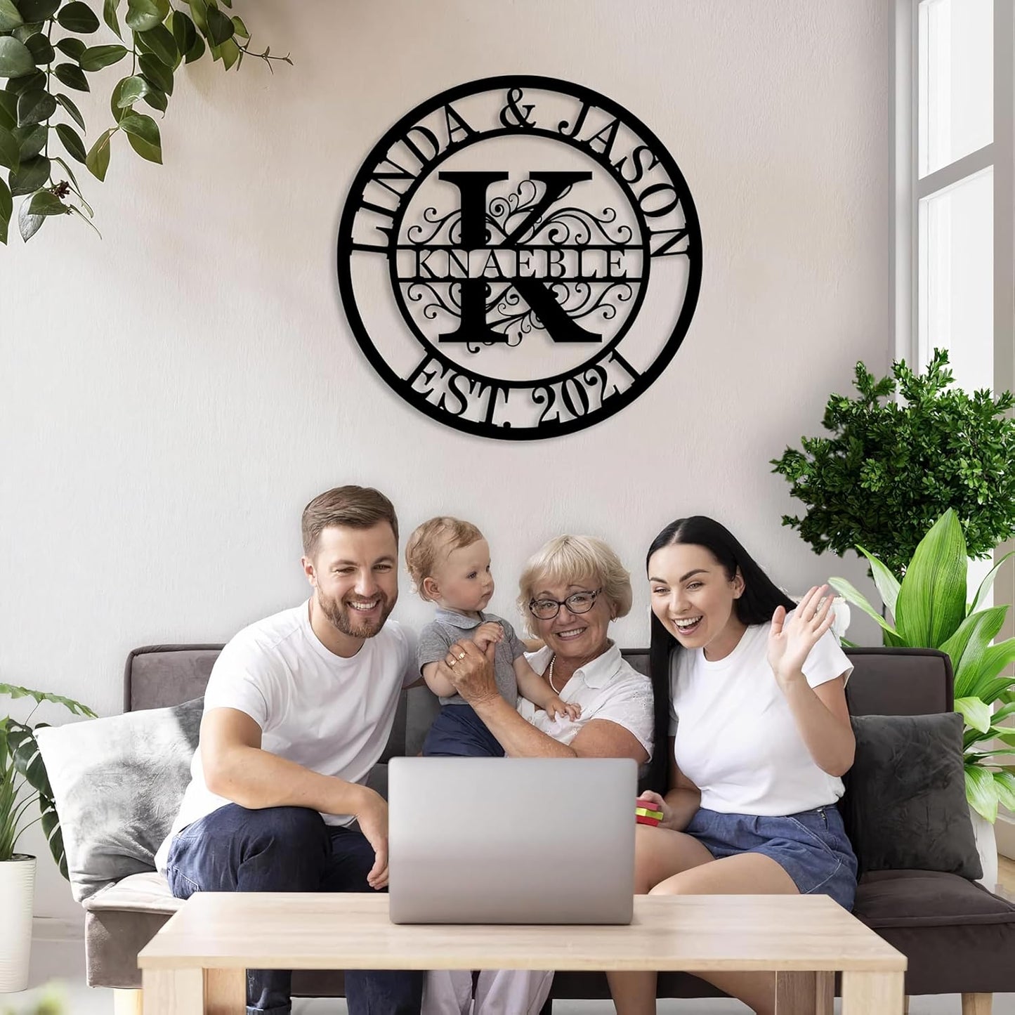 Personalized Metal Name Signs, Split Letter Monogram Wall Decor, Custom Last Name Sign, Family Name Sign for Outdoor, Personalized Wedding Gift, Garden Decor, Metal Wall Art, Housewarming Gift (MonogramDesign_8)