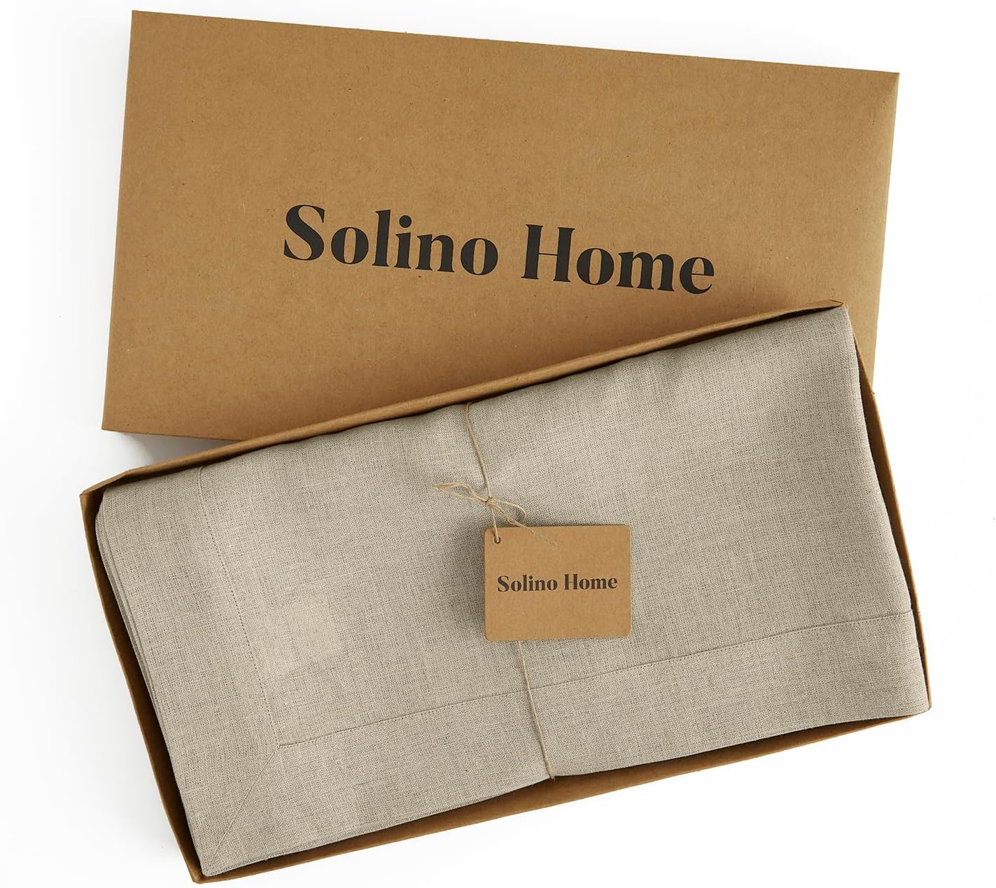 Solino Home Linen Natural Tablecloth 60 x 108 Inch - 100% Pure Linen Rectangular Tablecloth - Machine Washable Table Cloth for Fall, Autumn, Thanksgiving, Christmas, Holiday - Fete