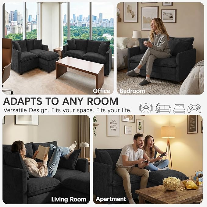 52'' Loveseat Sofa with Ottoman, Modern Cloud Sofa Couch with 27" Deep Seat - Image 8
