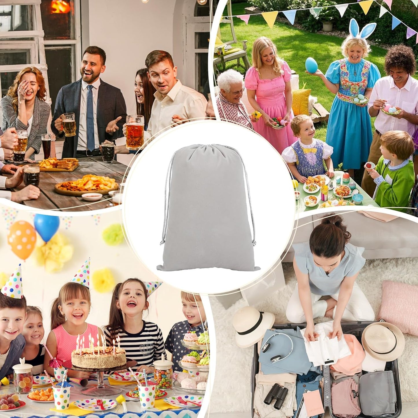 Velvet Drawstring Jewelry Bag, 50Pcs Grey Dice Bag, 7x10 Tarot Card Holder, Or Wrapping Halloween Party Favors, Small Bussiness, Toys, Board Game