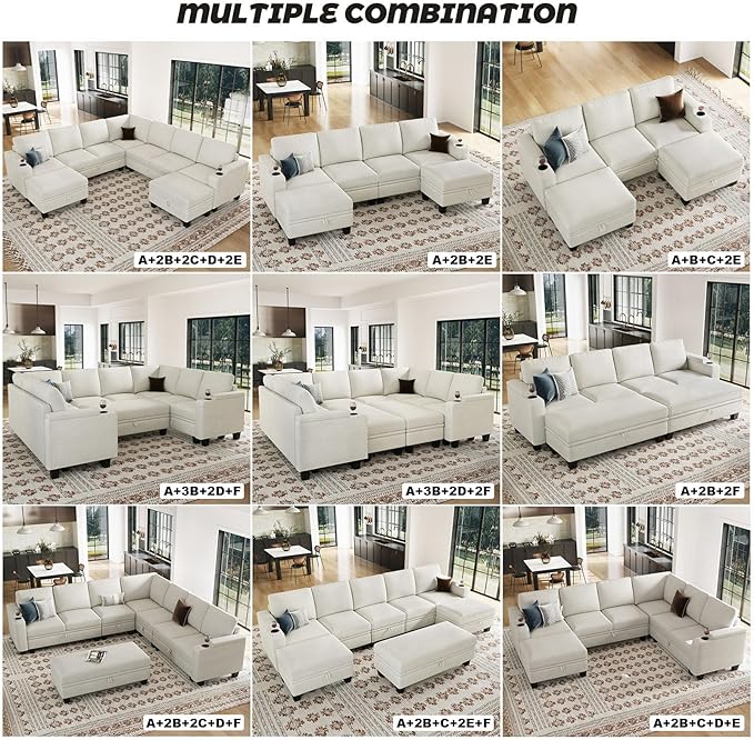 Belffin Fabric Large Ottoman - Image 6