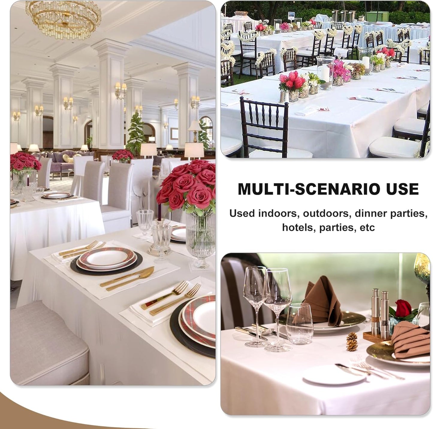 Fitable Navy Rectangle Table Clothes, 6 Pack - 90 x 156 Inch - Reusable and Washable Tablecloths, Polyester Fabric Table Covers for Wedding, Party, Banquet, Formal Events