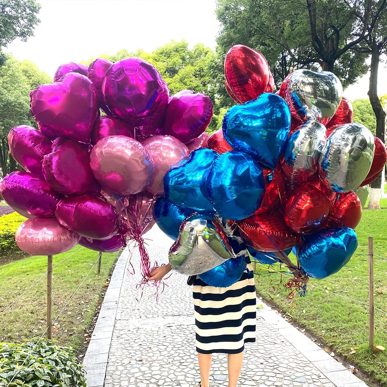 Jonhamwelbor 20Pcs 18 inch Blue Foil Mylar Heart Shape Balloons Decorations Valentines Birthday Wedding Baby Shower Party (Royal Blue)