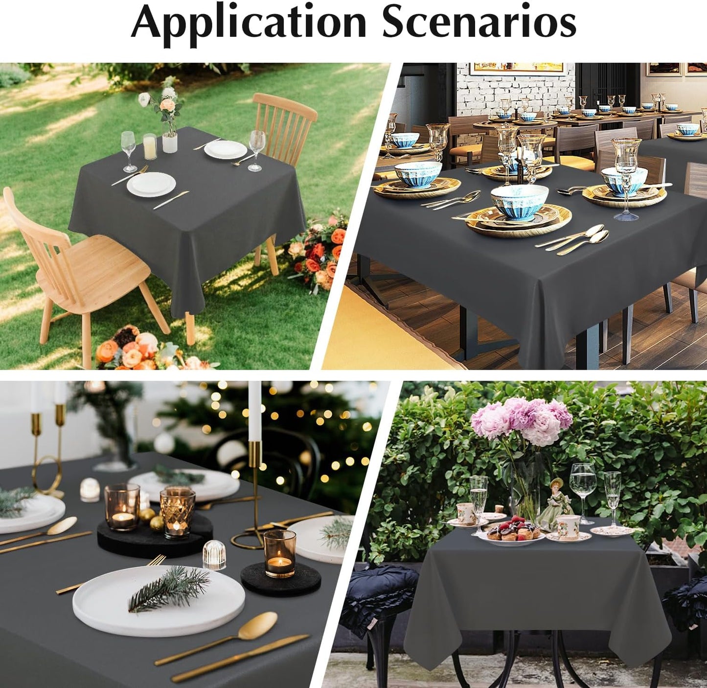 2 Pack Square Table Cloth 48X48 Inch Grey Washable Fabric Tablecloth Polyester Solid Dining Table Cover for Birthday Party Dinner Holiday Outdoor Indoor