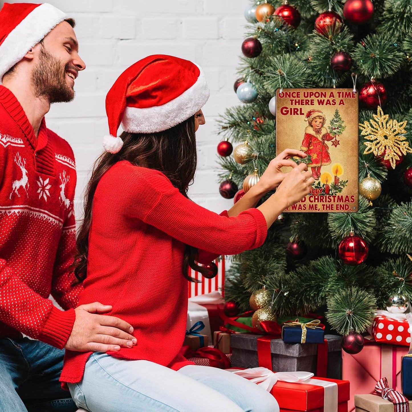 Vintage Christmas Metal Tin Sign Once Upon A Time Girl Loved 80s Christmas Style Wall Art Christmas Metal Tin Sign Funny Christmas Sign For Winter Barn Door Bedroom Dining Room Wall Decoration For Friend Daughter Sister