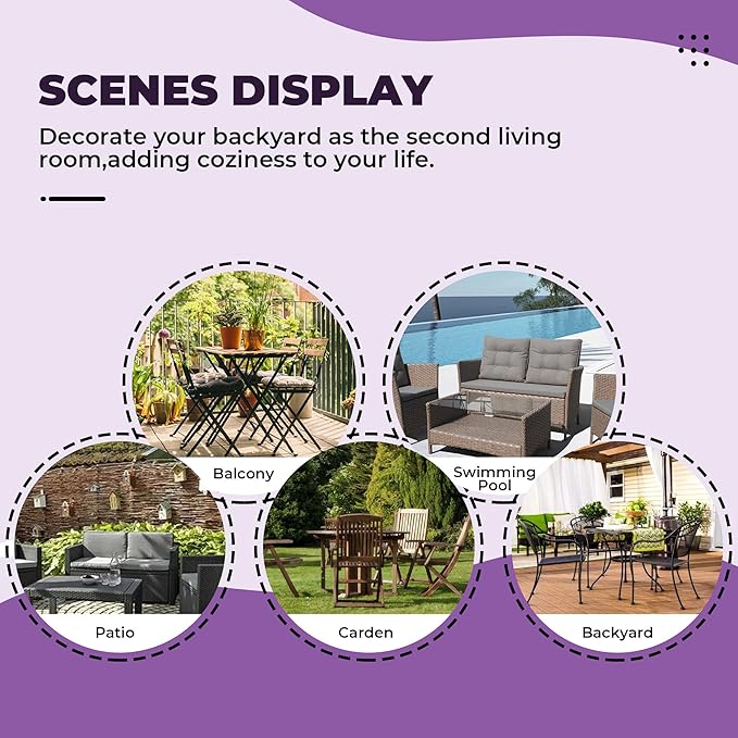 DANGHOOGY Wicker Chair Cushions, Waterproof Outdoor Loveseat Cushions - Image 7
