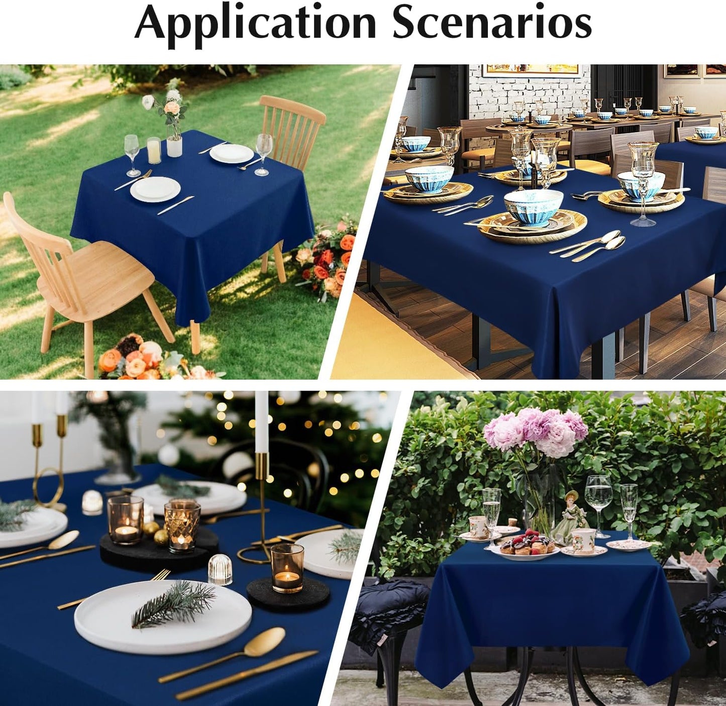 2 Pack Square Table Cloth 70X70 Inch Navy Washable Fabric Tablecloth Polyester Solid Dining Table Cover for Birthday Party Dinner Holiday Outdoor Indoor