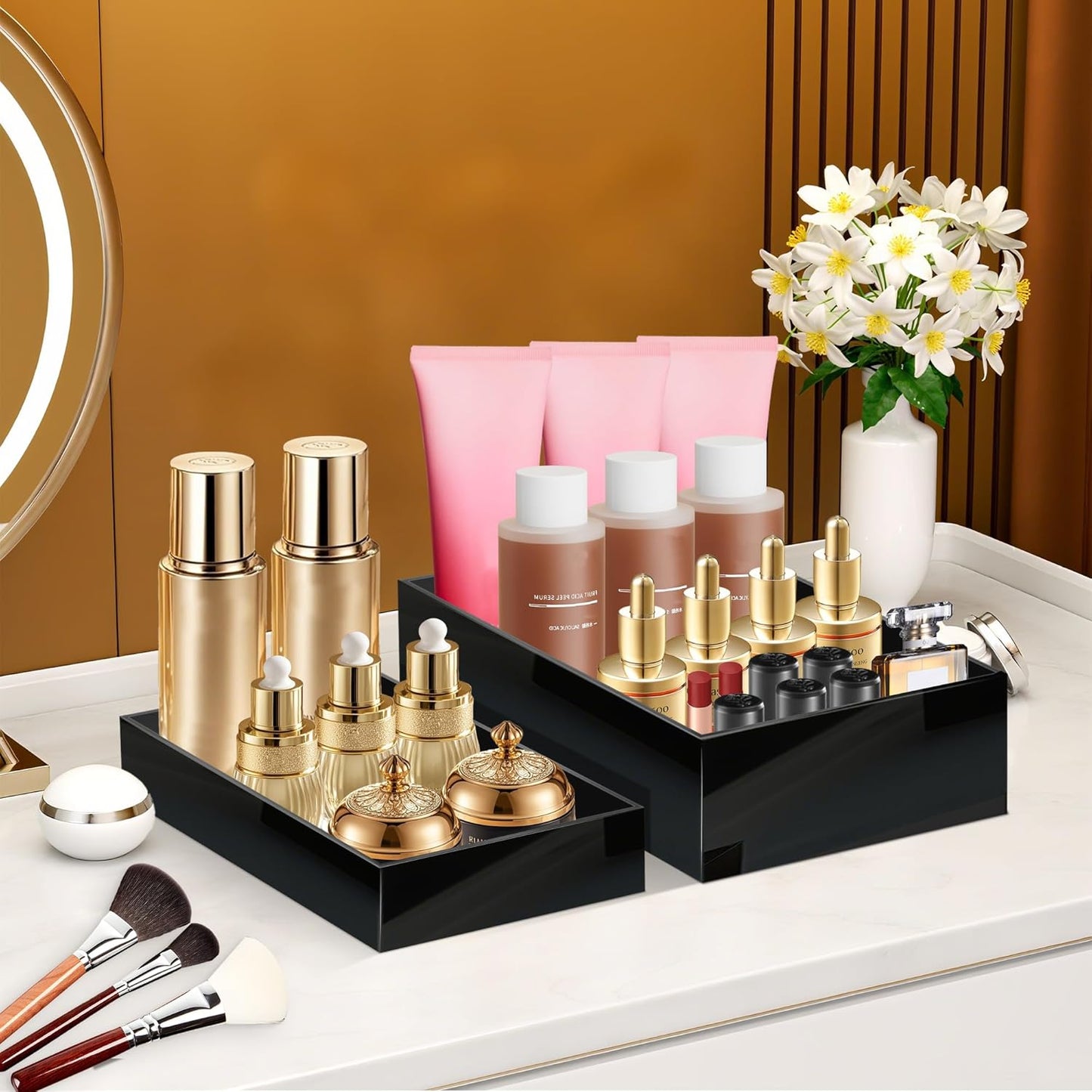 Extra Large Buffet Risers Set, 10" 12" 14" White Acrylic Food Risers for Buffet Table, Display Stand Shelf with Hollow Bottoms for Catering Dessert Collectibles Jewelry Figures Show(Black)