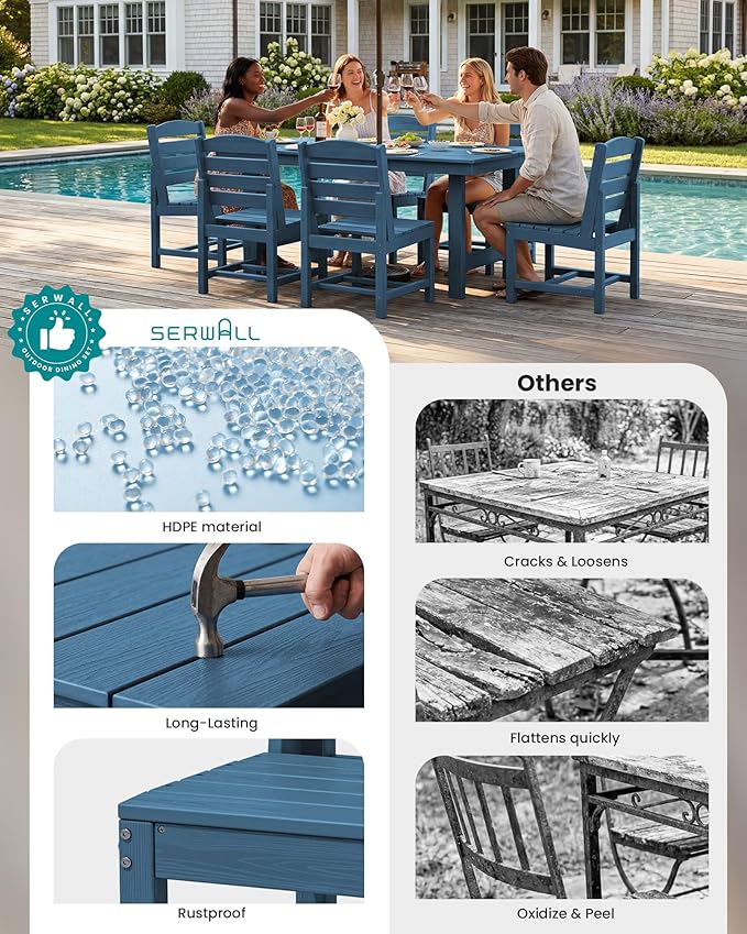 SERWALL Patio Dining Sets for 10 Person, HDPE Dining Set - Image 9