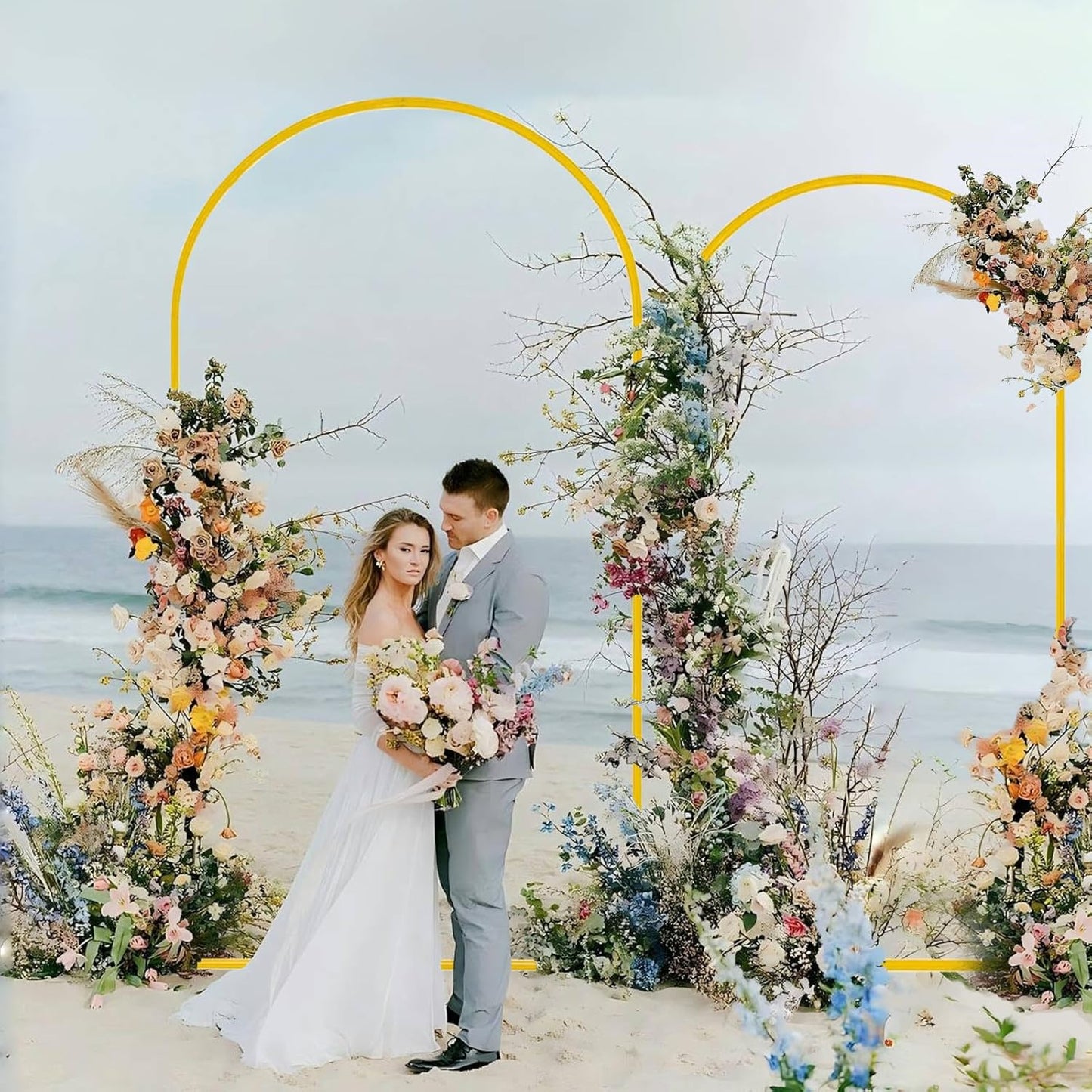 Bazen Wedding Arch Backdrop Stand 7.2FT, 6.6FT Set of 2 Metal Arch Backdrop Stand for Birthday Party Wedding Ceremony Bridal Baby Shower Banquet Party Event Decor