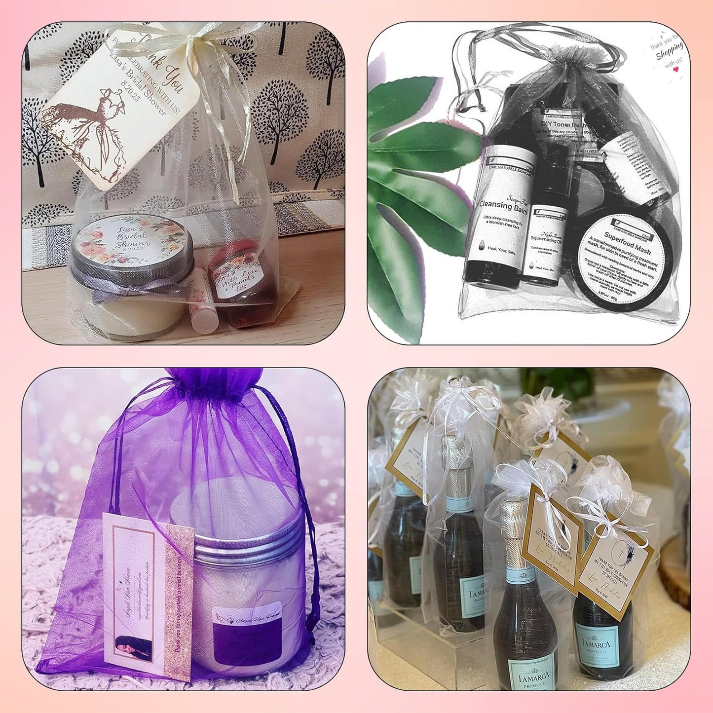 ANZNKU 100 Pack Organza Bags 6x9 Inch, Mesh Bags with Drawstring for Party Favor, Mesh Gift Bag for Candy Jewelry Crafts(Christmas Green)