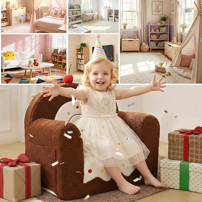 OUOZZZ Toddler Chair for Ages 1–6, Soft Sherpa Kids Sofa - Image 8