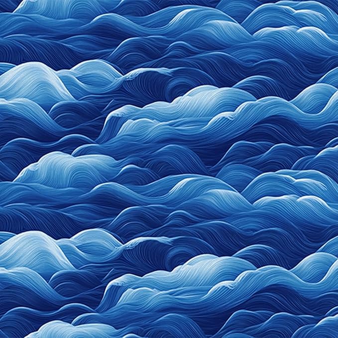 HOMETITUTE Wave Pattern Wallpaper Peel and Stick Ocean Blue Contact Paper Wall - Image 9