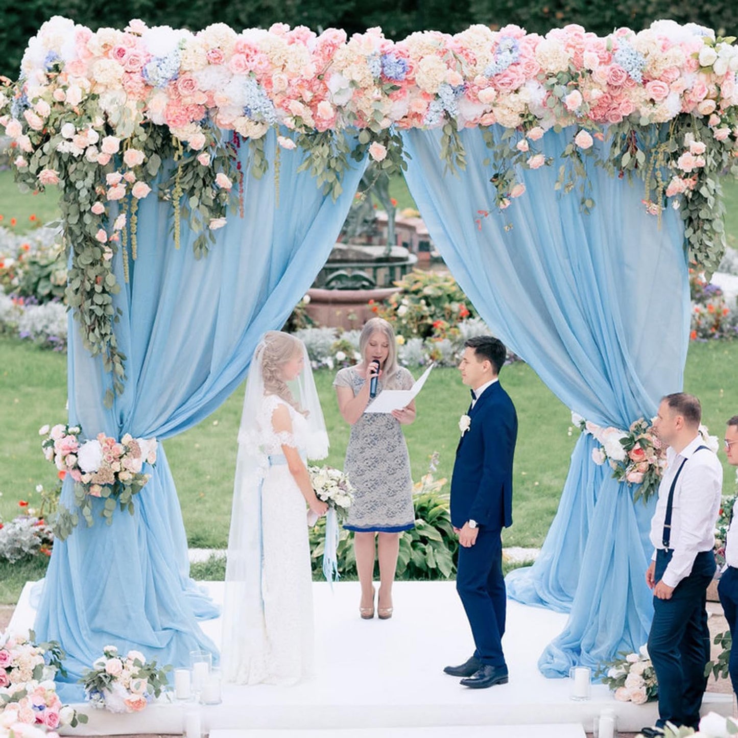 Wokceer Wedding Arch Draping 2 Panels 28.7" x 20FT Baby Blue Sheer Fabric Backdrop for Ceremony, Birthday Party, Bridal Shower Decoration
