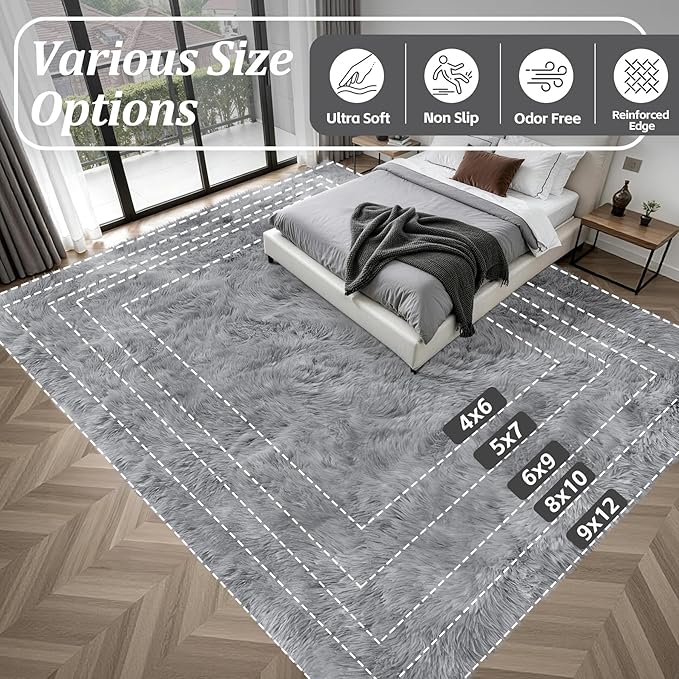 Fluffy Area Rugs 9x12 Living Room Bedroom: Ultra Soft Shag Rug Upgrade Non-Slip - Image 9
