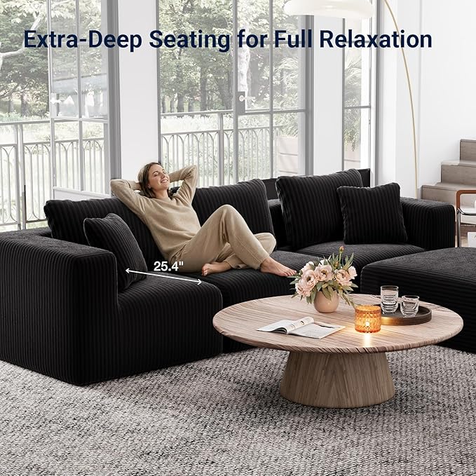 Avenco 141” 6-Seat Modular Sectional Sofa Couch, Individually Wrapped Coil - Image 7
