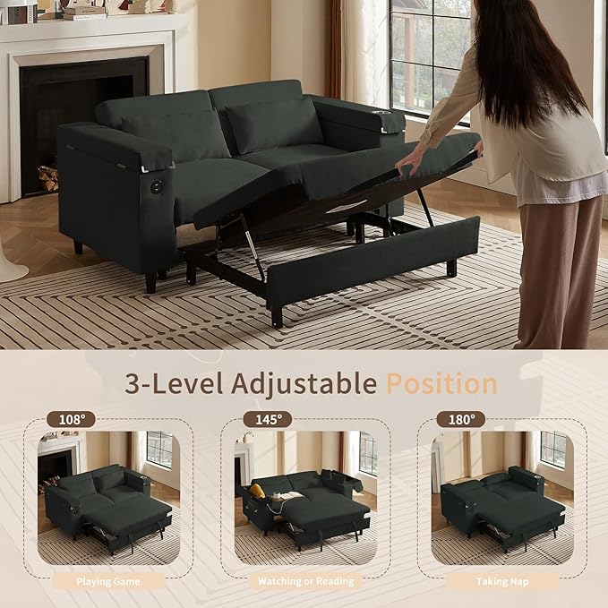 hansones 66" Multi-Functional Pull-Out Sofa Bed - Image 7