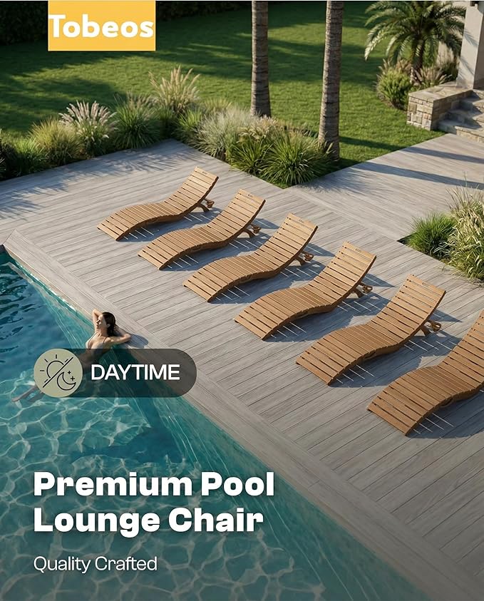 Folding HDPE Pool Lounge Chairs Set of 4, Pre-Assembled Outdoor Chaise Lounge - Image 9