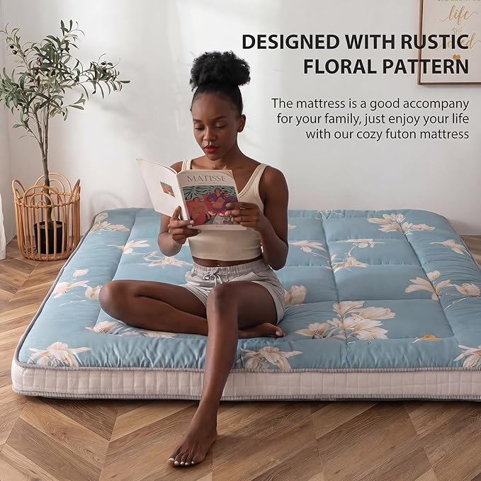 MAXYOYO Floral Printed Futon Mattress, Japanese Floor Mattress Quilted Mattress - Image 8