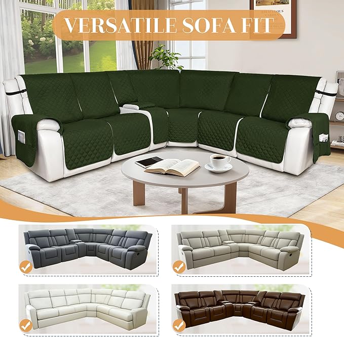 HDCAXKJ Reclining Sectional Couch Covers L Shape Recliner Sofa Middle Console - Image 5