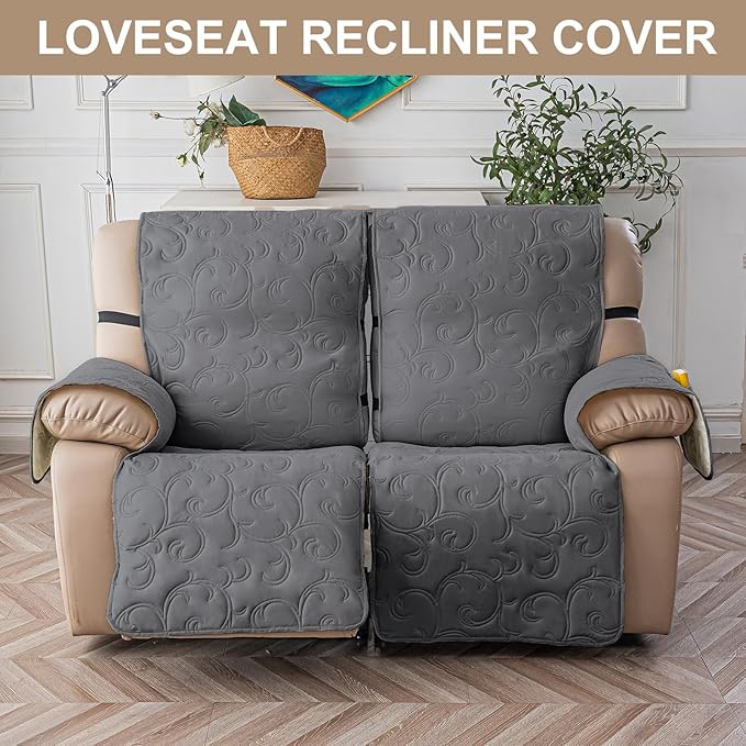 100% Waterproof Loveseat Recliner Cover, 4-Piece Split Reclining Couch Covers - Image 6